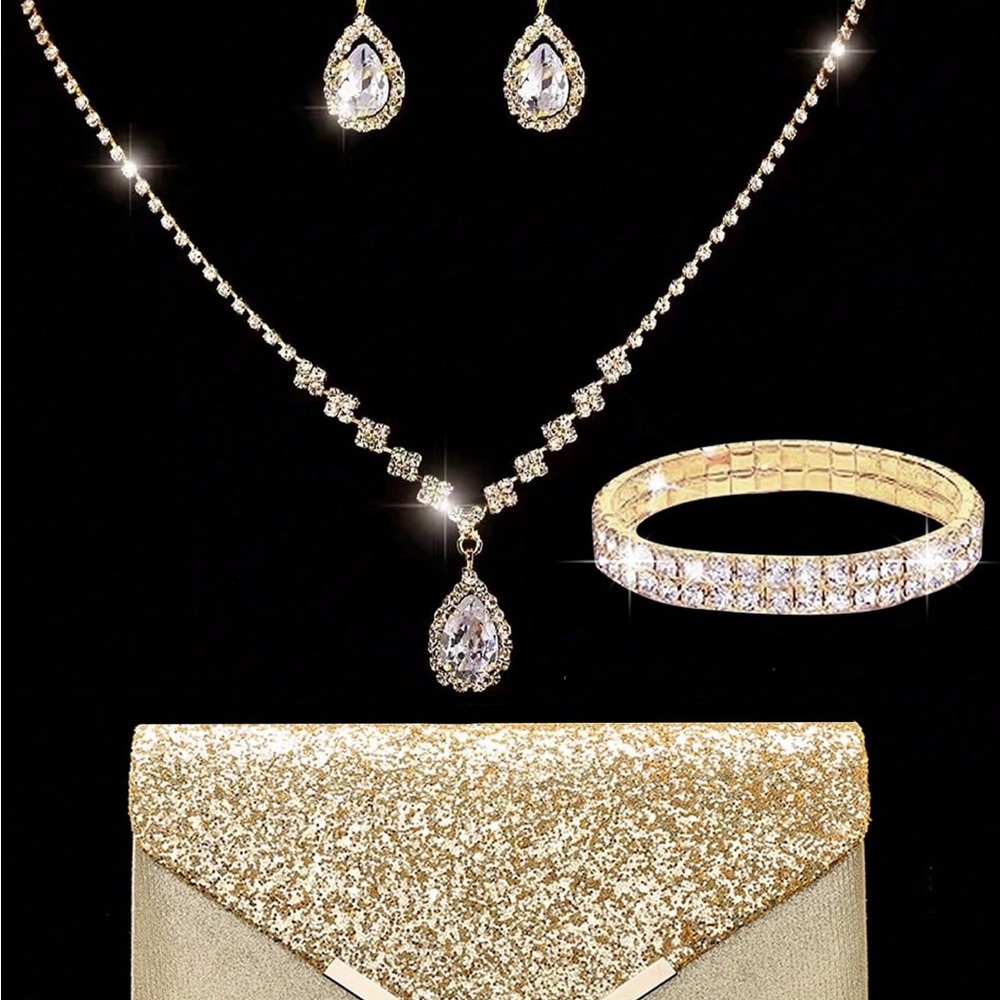 SHEIN Gold and Silver Sparkling Necklace Set